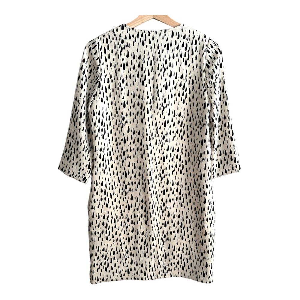 Essentiel Antwerp Shift Split Neck Dress 34 4 S Small Cream Black Animal Print - Picture 2 of 10